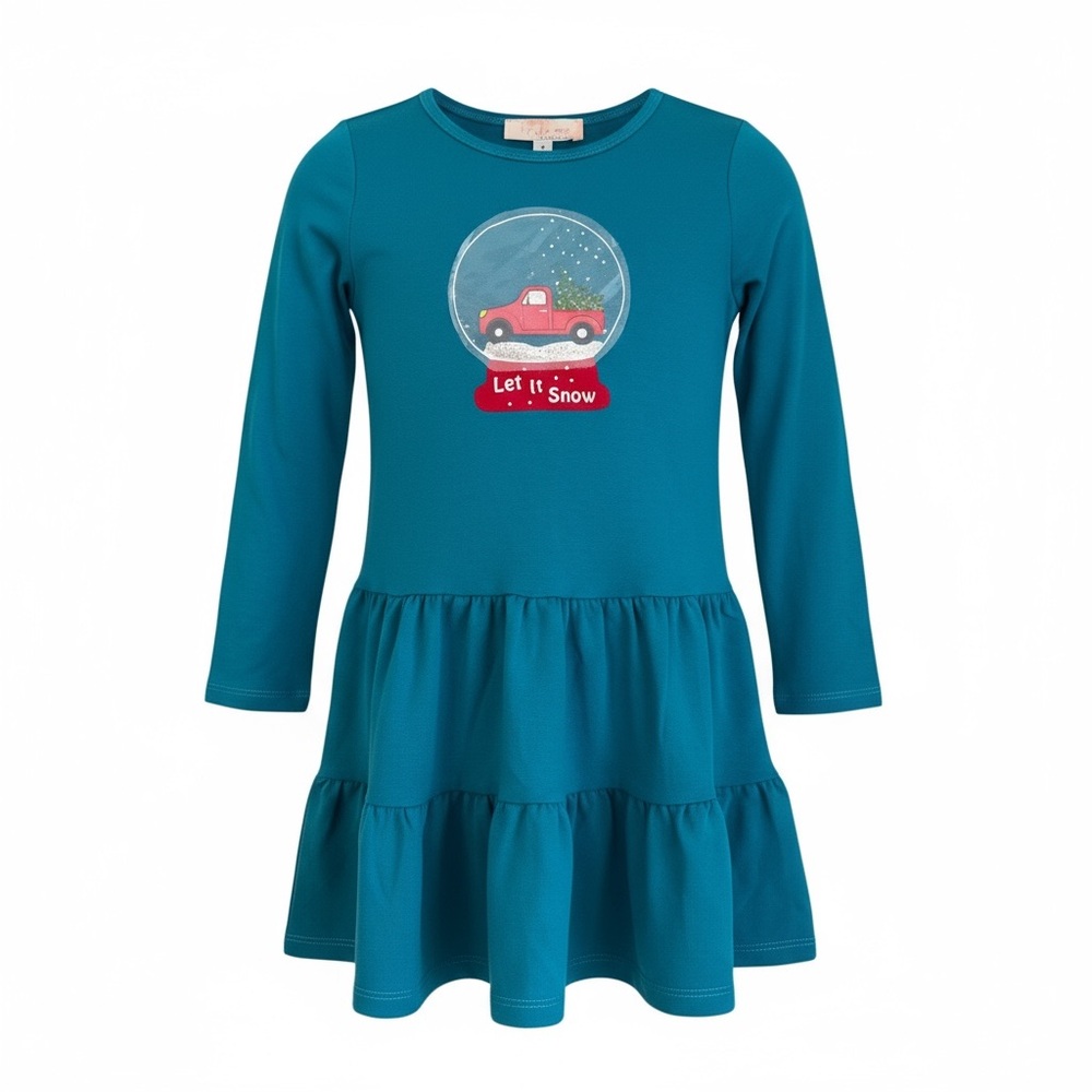 Truly me teal size 6 nwt  Long Sleeve Dress with Snow Globe Design